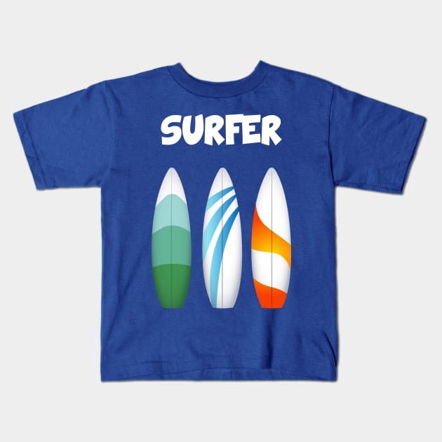 Surfer Surfing Kids T-Shirt by vladocar